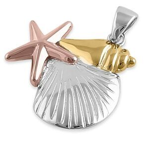 Sterling Silver Multi-Plated Under the Sea Pendant New